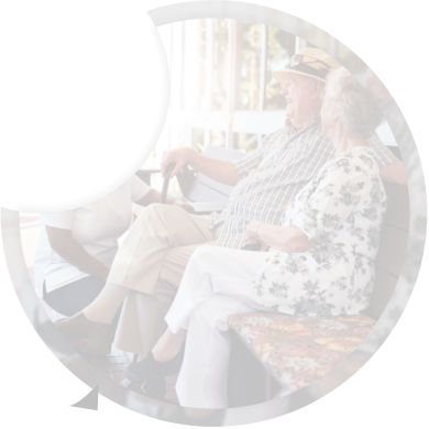 elderly couple sitting on the bench